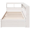 Seng med bokhylle uten madrass hvit 100x200 cm heltre furu