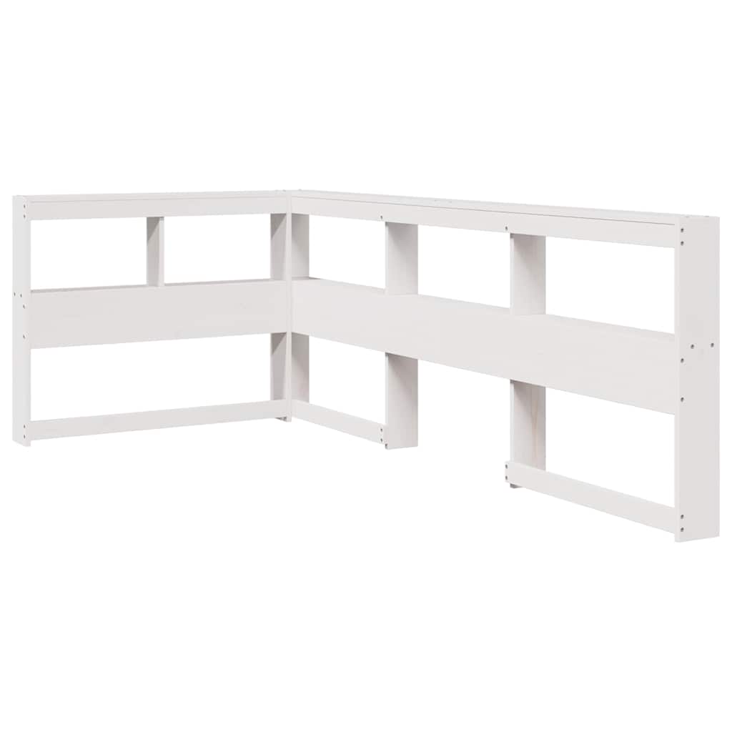 Seng med bokhylle uten madrass hvit 100x200 cm heltre furu