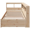 Seng med bokhylle uten madrass 90x200 cm heltre furu