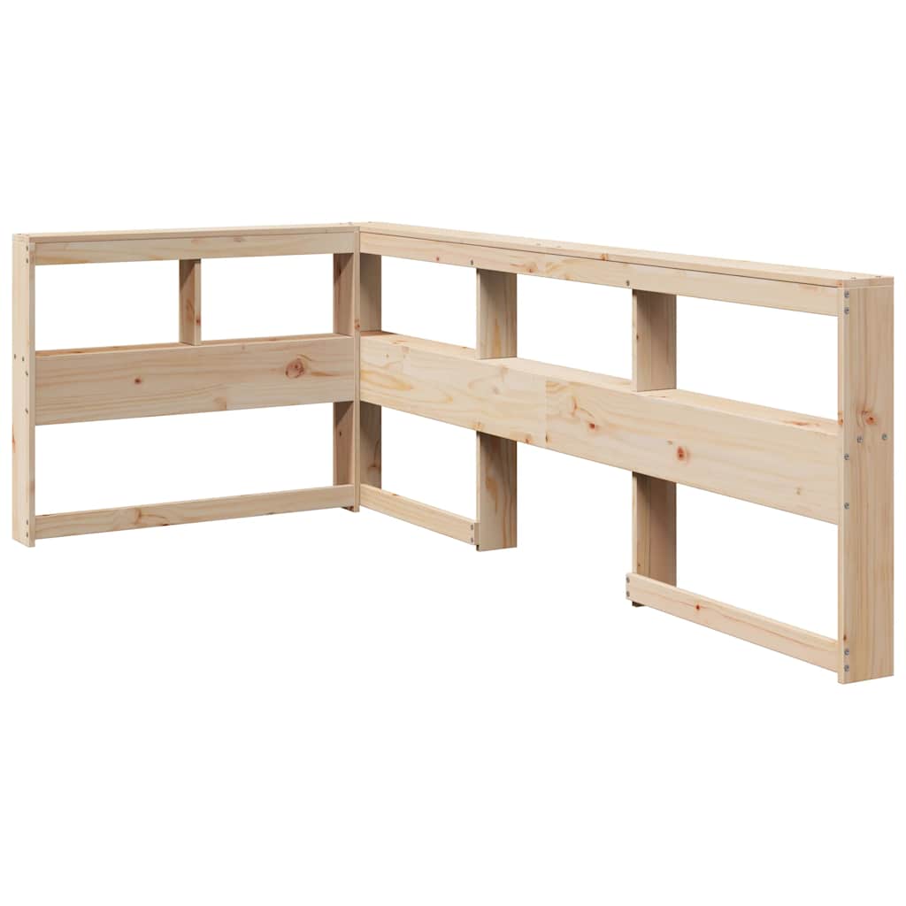 Seng med bokhylle uten madrass 90x200 cm heltre furu