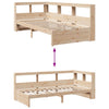 Seng med bokhylle uten madrass 90x200 cm heltre furu