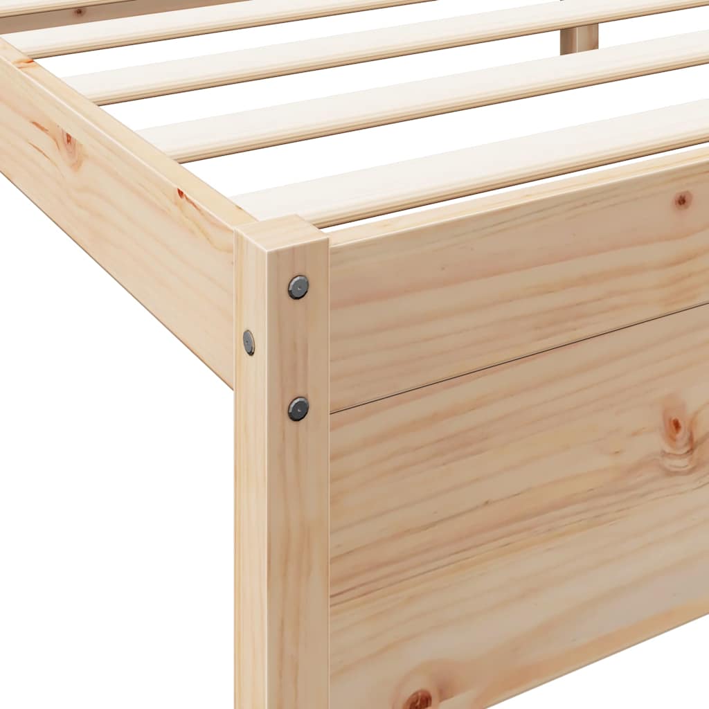 Seng med bokhylle uten madrass 90x200 cm heltre furu