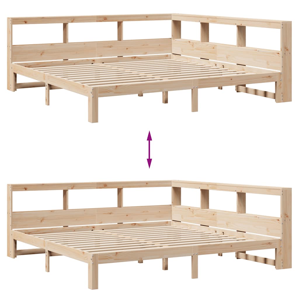Seng med bokhylle uten madrass 180x200 cm heltre furu