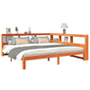 Seng med bokhylle uten madrass voksbrun 180x200 cm heltre furu