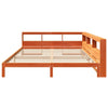 Seng med bokhylle uten madrass voksbrun 180x200 cm heltre furu