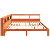 Seng med bokhylle uten madrass voksbrun 180x200 cm heltre furu