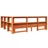 Seng med bokhylle uten madrass voksbrun 180x200 cm heltre furu
