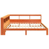 Seng med bokhylle uten madrass voksbrun 140x200 cm heltre furu