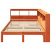 Seng med bokhylle uten madrass voksbrun 120x200 cm heltre furu