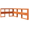 Seng med bokhylle uten madrass voksbrun 120x200 cm heltre furu