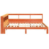 Seng med bokhylle uten madrass voksbrun 120x200 cm heltre furu