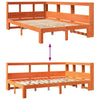 Seng med bokhylle uten madrass voksbrun 120x200 cm heltre furu