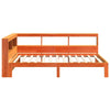 Seng med bokhylle uten madrass voksbrun 100x200 cm heltre furu