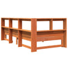 Seng med bokhylle uten madrass voksbrun 100x200 cm heltre furu