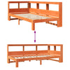 Seng med bokhylle uten madrass voksbrun 100x200 cm heltre furu