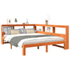 Seng med bokhylle uten madrass voksbrun 140x190 cm heltre furu