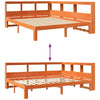 Seng med bokhylle uten madrass voksbrun 140x190 cm heltre furu