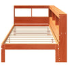 Seng med bokhylle uten madrass voksbrun 90x190 cm heltre furu