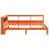 Seng med bokhylle uten madrass voksbrun 90x190 cm heltre furu