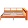 Seng med bokhylle uten madrass voksbrun 180x200 cm heltre furu
