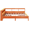 Seng med bokhylle uten madrass voksbrun 180x200 cm heltre furu