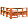 Seng med bokhylle uten madrass voksbrun 160x200 cm heltre furu
