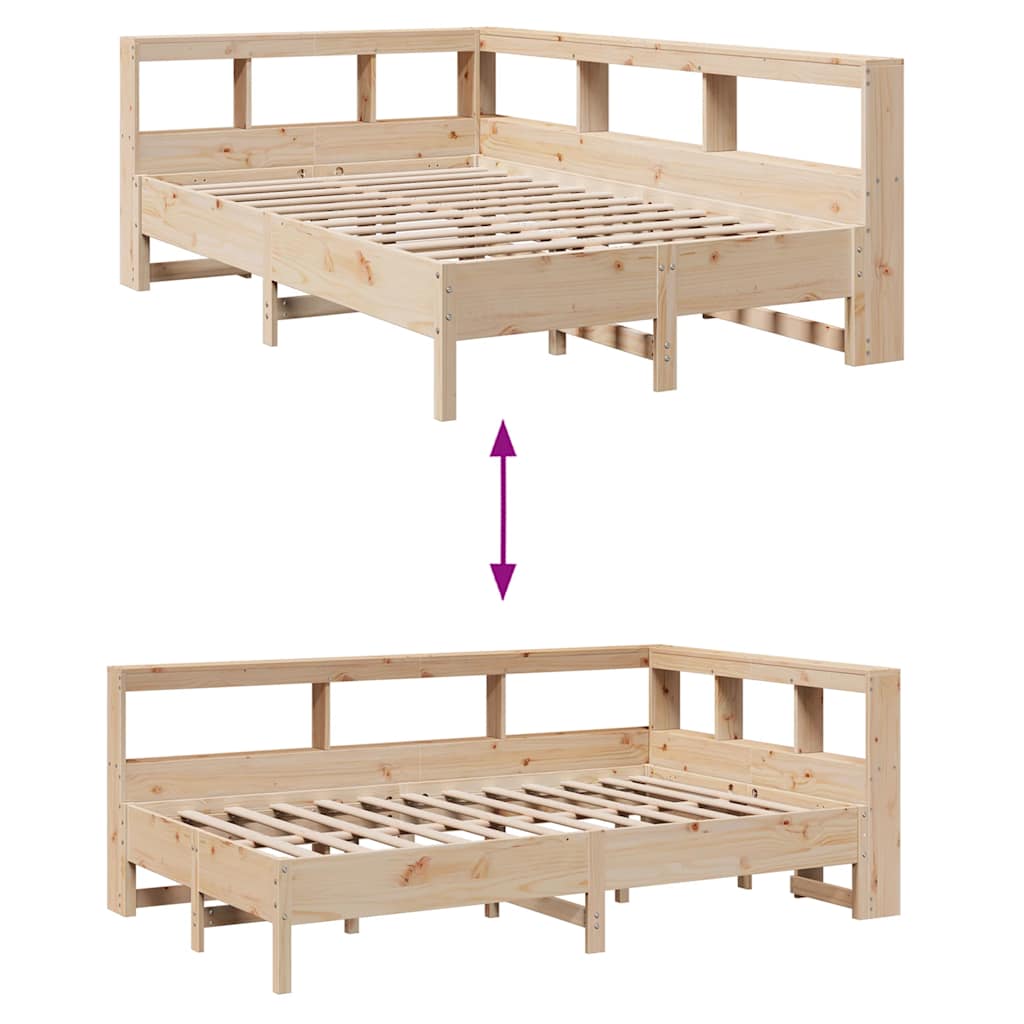 Seng med bokhylle uten madrass 120x200 cm heltre furu