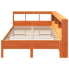 Seng med bokhylle uten madrass voksbrun 120x200 cm heltre furu