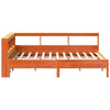 Seng med bokhylle uten madrass voksbrun 120x200 cm heltre furu