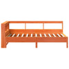 Seng med bokhylle uten madrass voksbrun 90x200 cm heltre furu