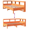 Seng med bokhylle uten madrass voksbrun 90x200 cm heltre furu