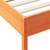 Seng med bokhylle uten madrass voksbrun 90x200 cm heltre furu