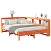 Seng med bokhylle uten madrass voksbrun 140x190 cm heltre furu