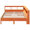 Seng med bokhylle uten madrass voksbrun 140x190 cm heltre furu