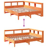 Seng med bokhylle uten madrass voksbrun 140x190 cm heltre furu