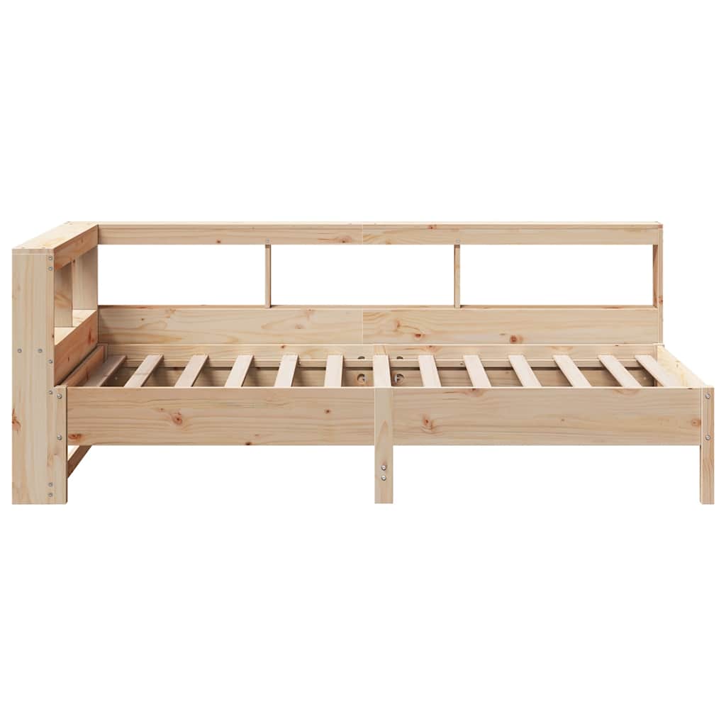 Seng med bokhylle uten madrass 75x190 cm heltre furu