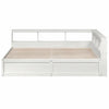 Seng med bokhylle uten madrass hvit 200x200 cm heltre furu