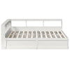 Seng med bokhylle uten madrass hvit 200x200 cm heltre furu