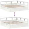 Seng med bokhylle uten madrass hvit 200x200 cm heltre furu