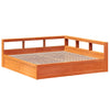 Seng med bokhylle uten madrass voksbrun 180x200 cm heltre furu