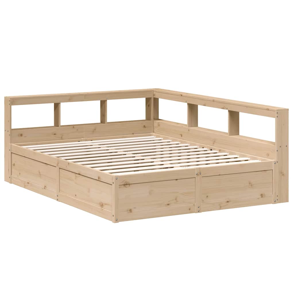 Seng med bokhylle uten madrass 160x200 cm heltre furu