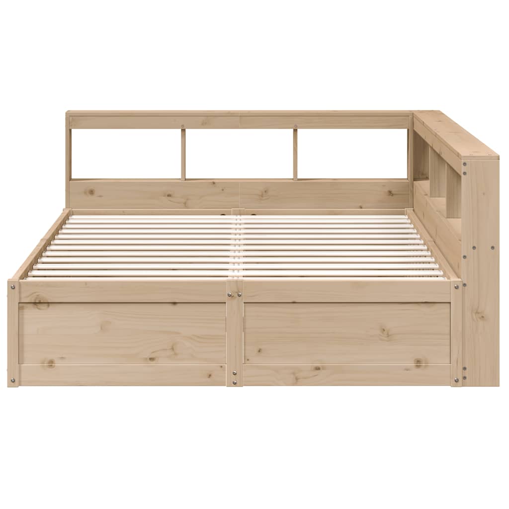 Seng med bokhylle uten madrass 160x200 cm heltre furu