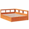 Seng med bokhylle uten madrass voksbrun 160x200 cm heltre furu