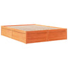 Seng med bokhylle uten madrass voksbrun 160x200 cm heltre furu