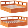 Seng med bokhylle uten madrass voksbrun 160x200 cm heltre furu