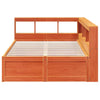Seng med bokhylle uten madrass voksbrun 120x200 cm heltre furu