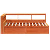 Seng med bokhylle uten madrass voksbrun 120x200 cm heltre furu