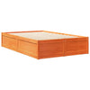 Seng med bokhylle uten madrass voksbrun 120x200 cm heltre furu