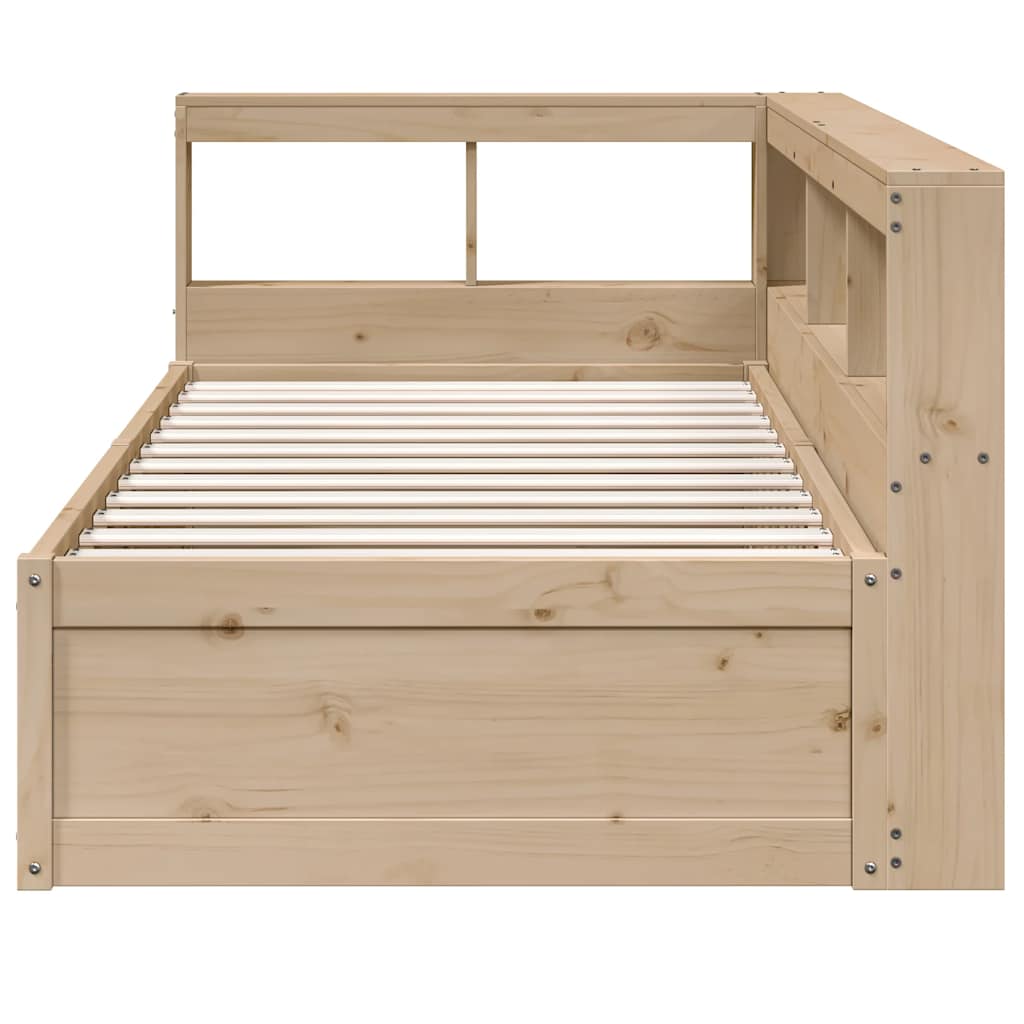 Seng med bokhylle uten madrass 100x200 cm heltre furu