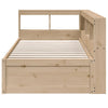 Seng med bokhylle uten madrass 100x200 cm heltre furu